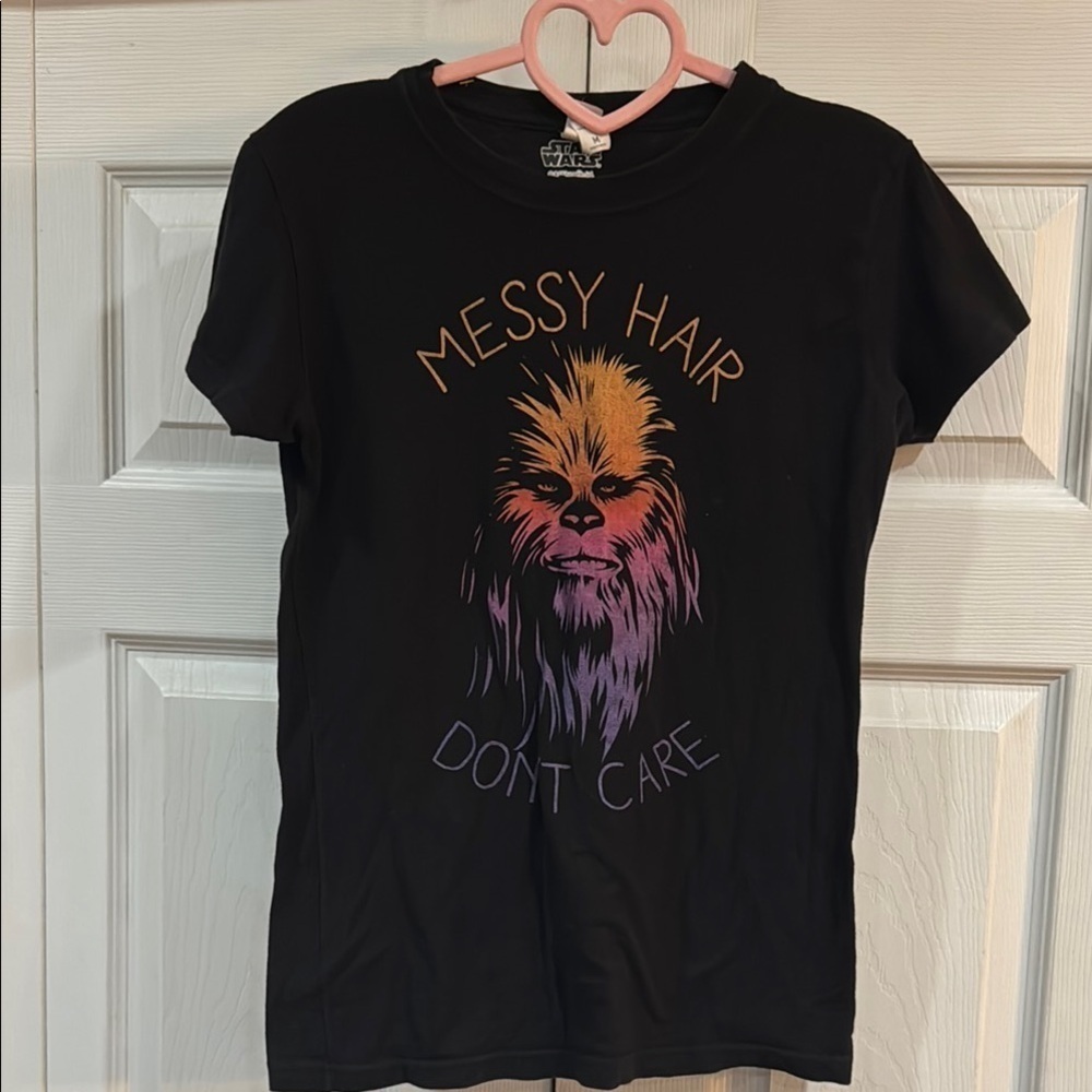 Star Wars Black T-Shirt - Messy Hair Don't Care